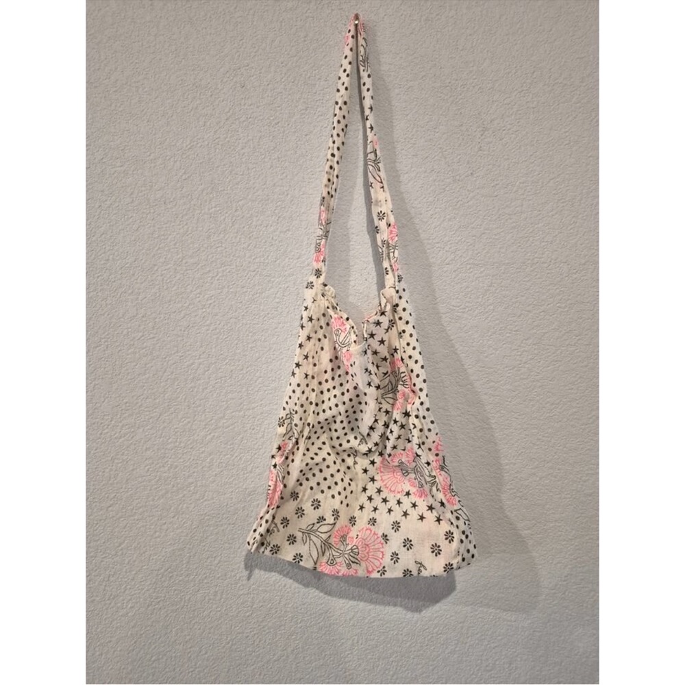 Free People gauze reusable tote bag hue Cream Pink Black - Picture 5 of 10
